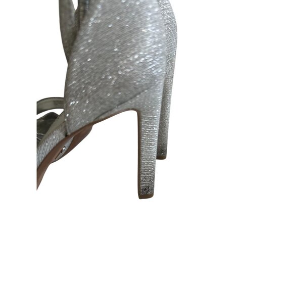 MICHAEL KORS Silver Fabric Ankle Strap Heels Size 7.5 - Picture 10 of 11